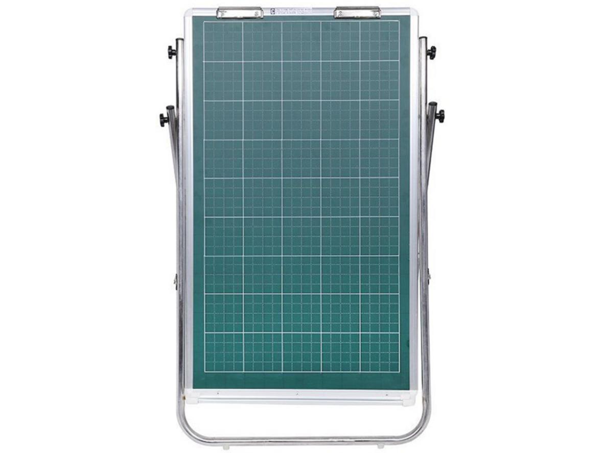 Bảng Flipchart viết phấn từ, in lụa ô ly tiểu học, chân inox Bavico 120x80