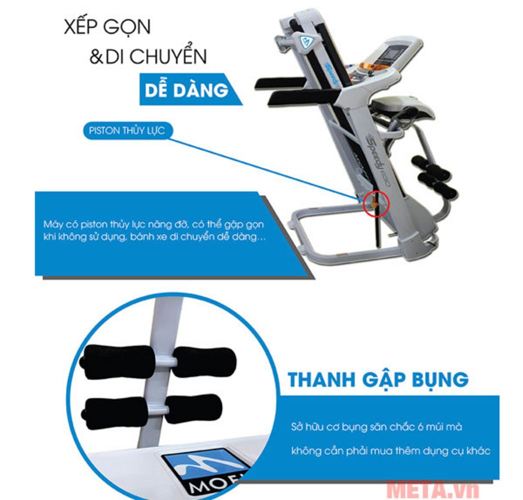Băng tải rộng 1.250mm x 420mm với 2 lớp Urethane chống mòn cho cảm giác chạy tự nhiên.