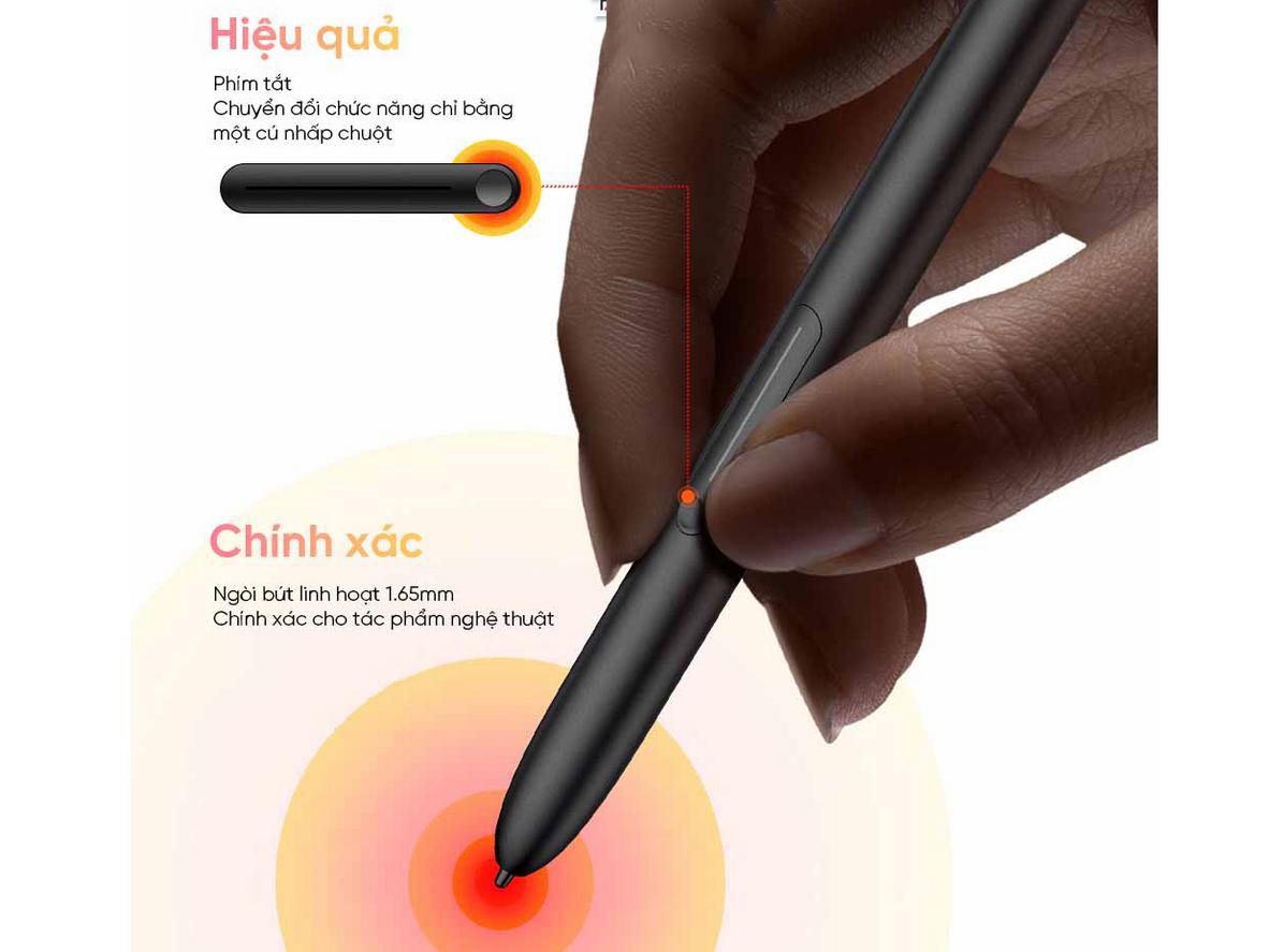 Bút X3 Pro Slim: 16,384 mức lực nhấn, nghiêng 60°
