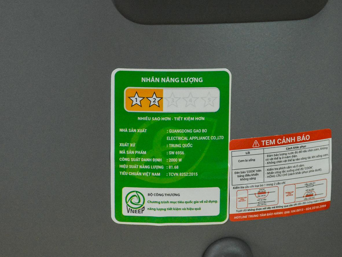 Công suất 2000W và mâm nhiệt lớn cho thời gian nấu nhanh