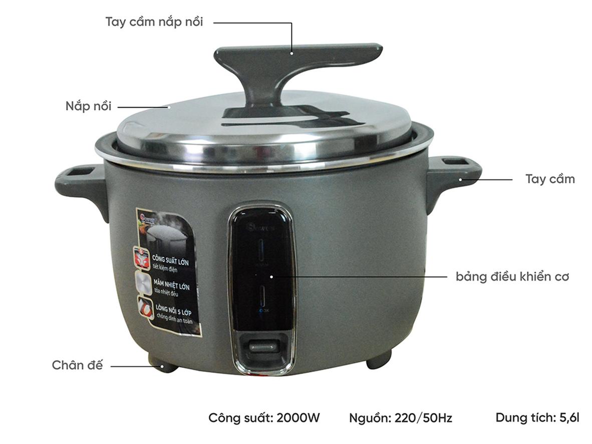 Công suất 2000W và mâm nhiệt lớn cho thời gian nấu nhanh
