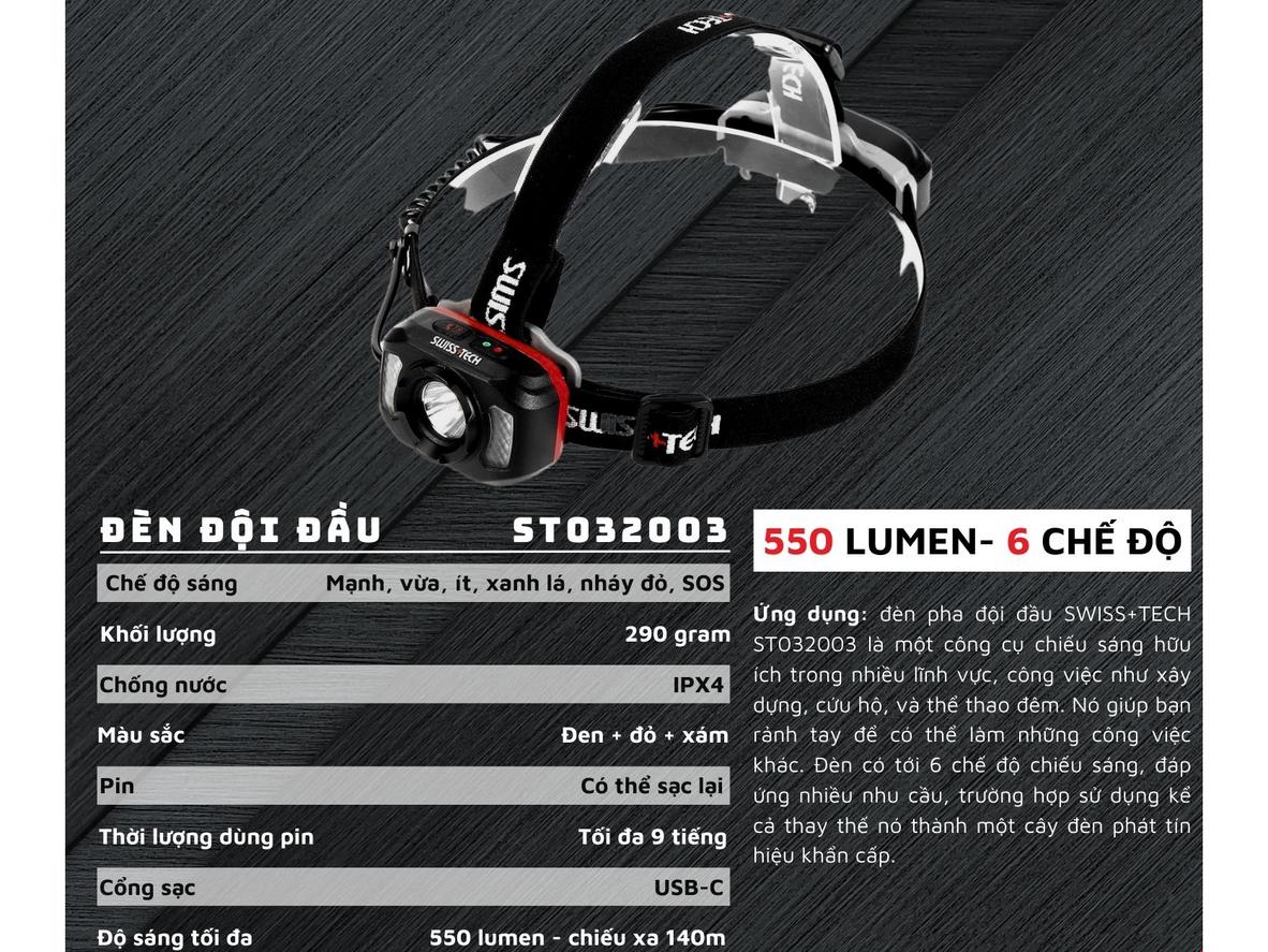 Tổng quan Đèn pha đội đầu Swiss+Tech ST032003