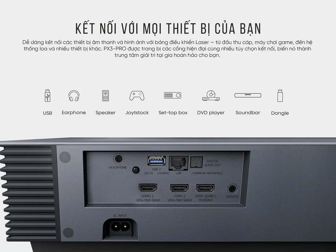 Hisense PX3-Pro chiếu 100" cách tường ~30cm