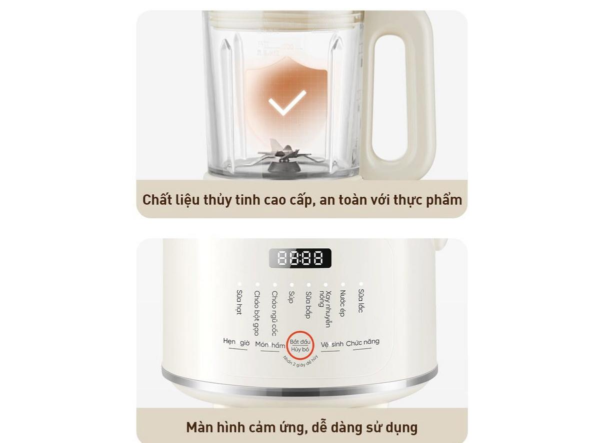Cối thủy tinh cao cấp, dung tích linh hoạt.