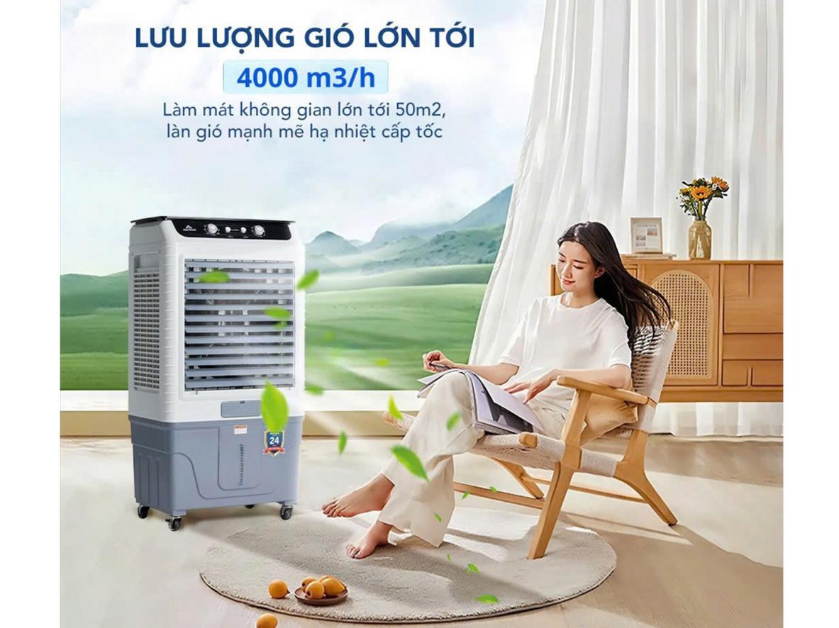 Lưu lượng gió 4.000 m³/h đem lại làn gió mát mạnh mẽ cho phòng lớn.