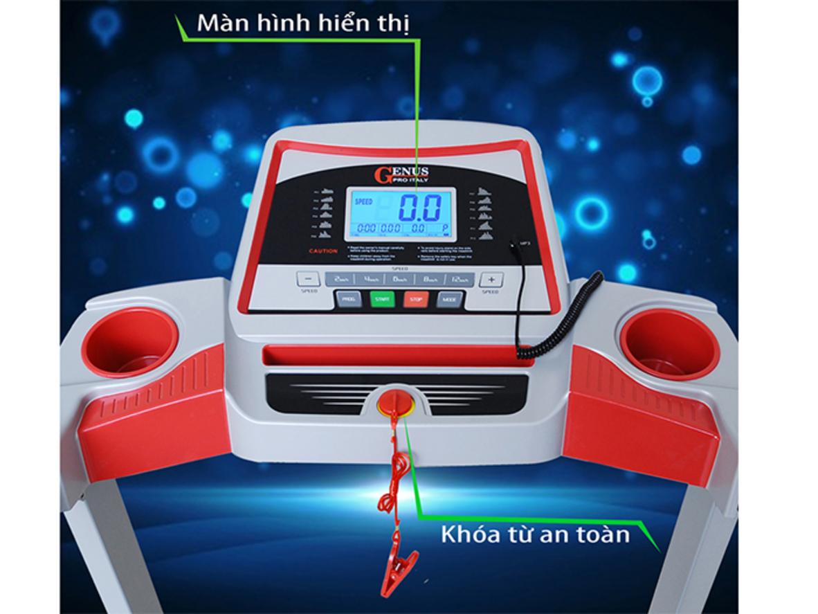 Hệ giảm chấn bảo vệ khớp trên Genus-402. A specific image description for this feature: close-up of shock absorbers and shoe impact area.