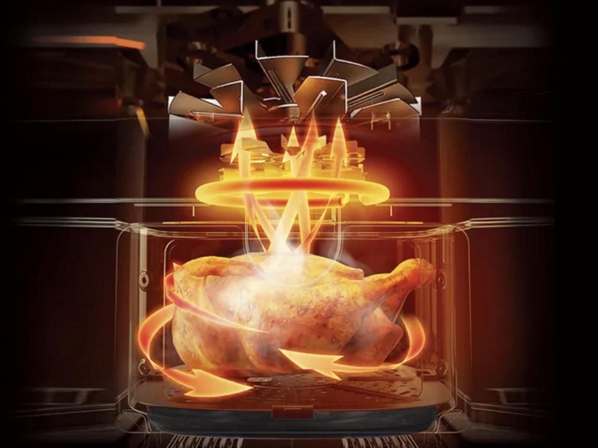 Halogen 3D + Turbo 360° cho lớp vỏ vàng giòn, giữ ẩm bên trong