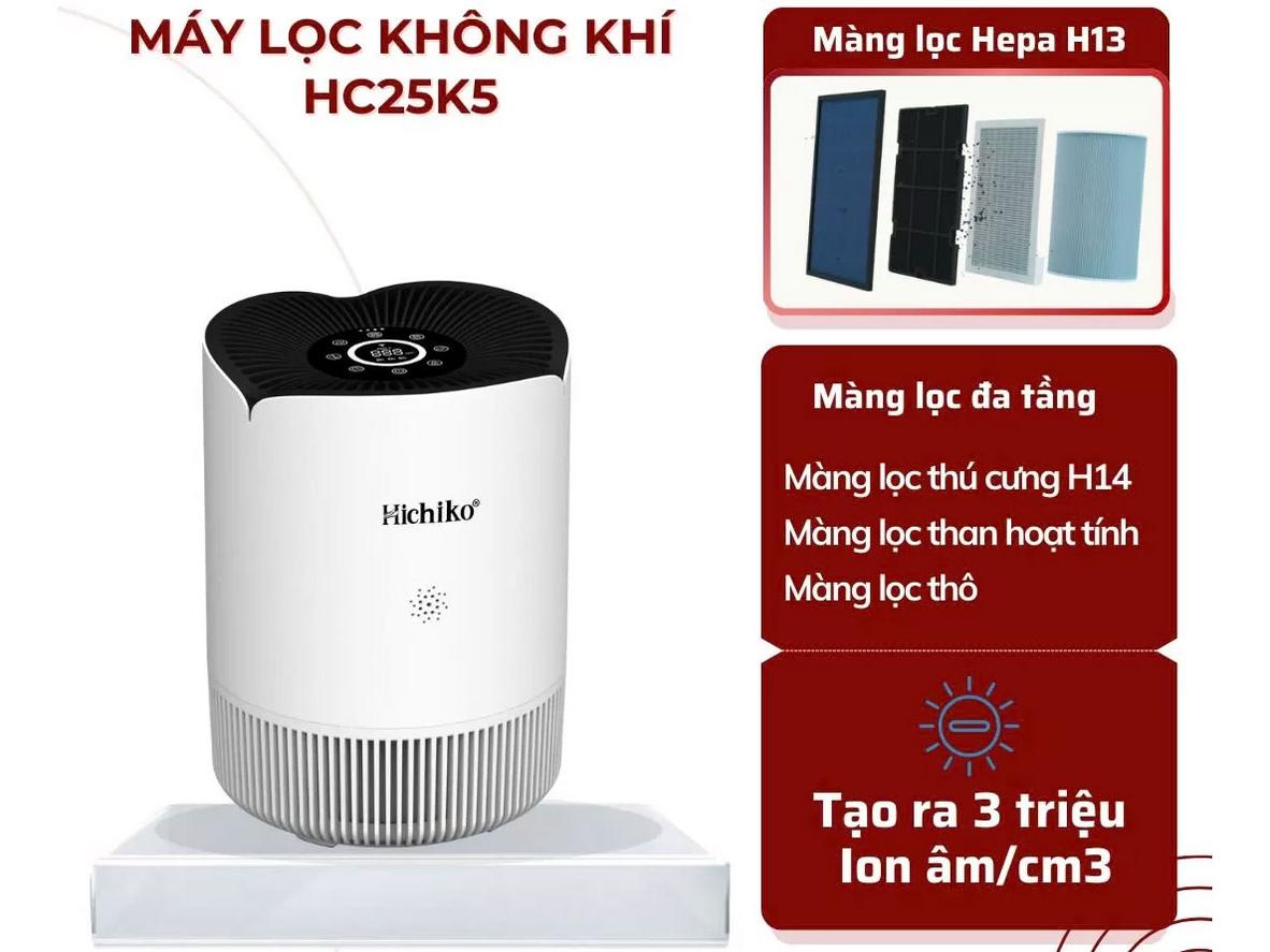 HEPA H14 và 4 lớp màng lọc của Hichiko HC25K5