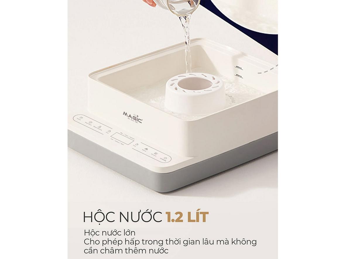 Hộc nước 1.2L - tiếp nước bên ngoài tiện lợi.