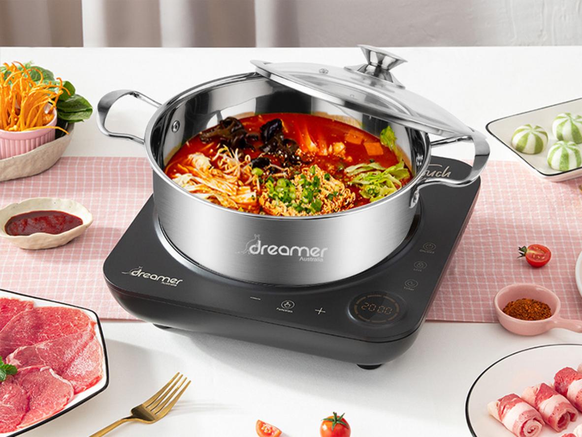 Chất liệu Inox SS201 và nắp kính chịu nhiệt.