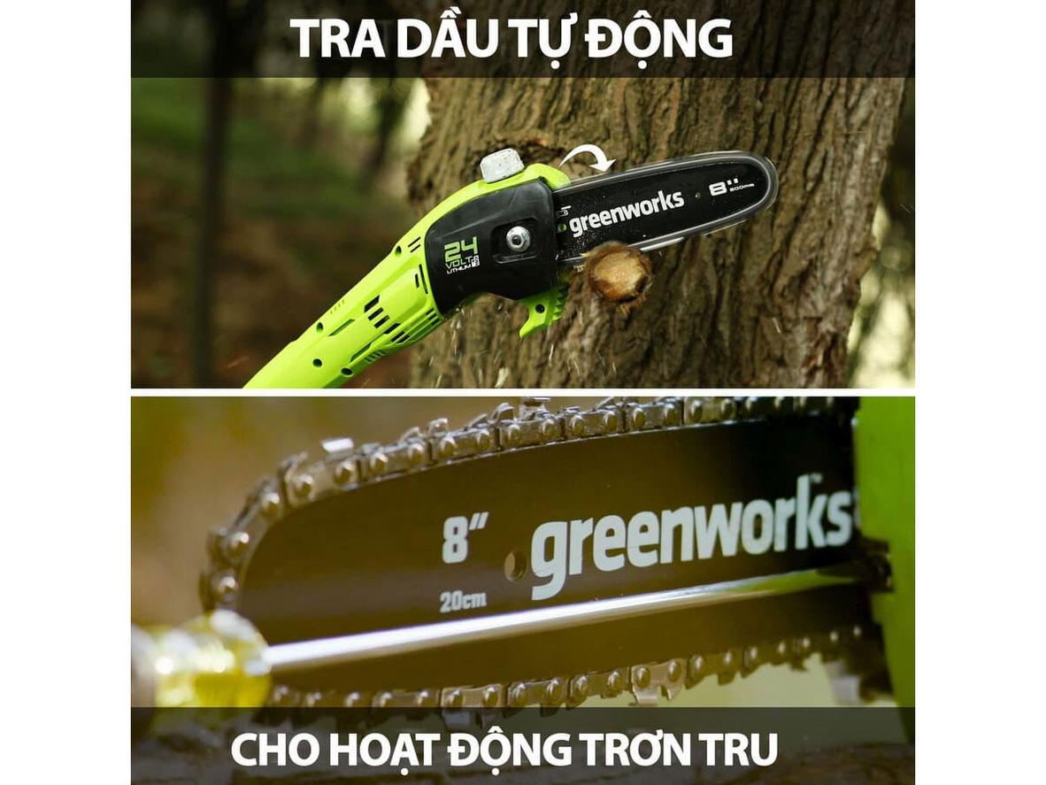 Lam 20cm và tốc độ xích 8m/s cho vết cắt gọn.