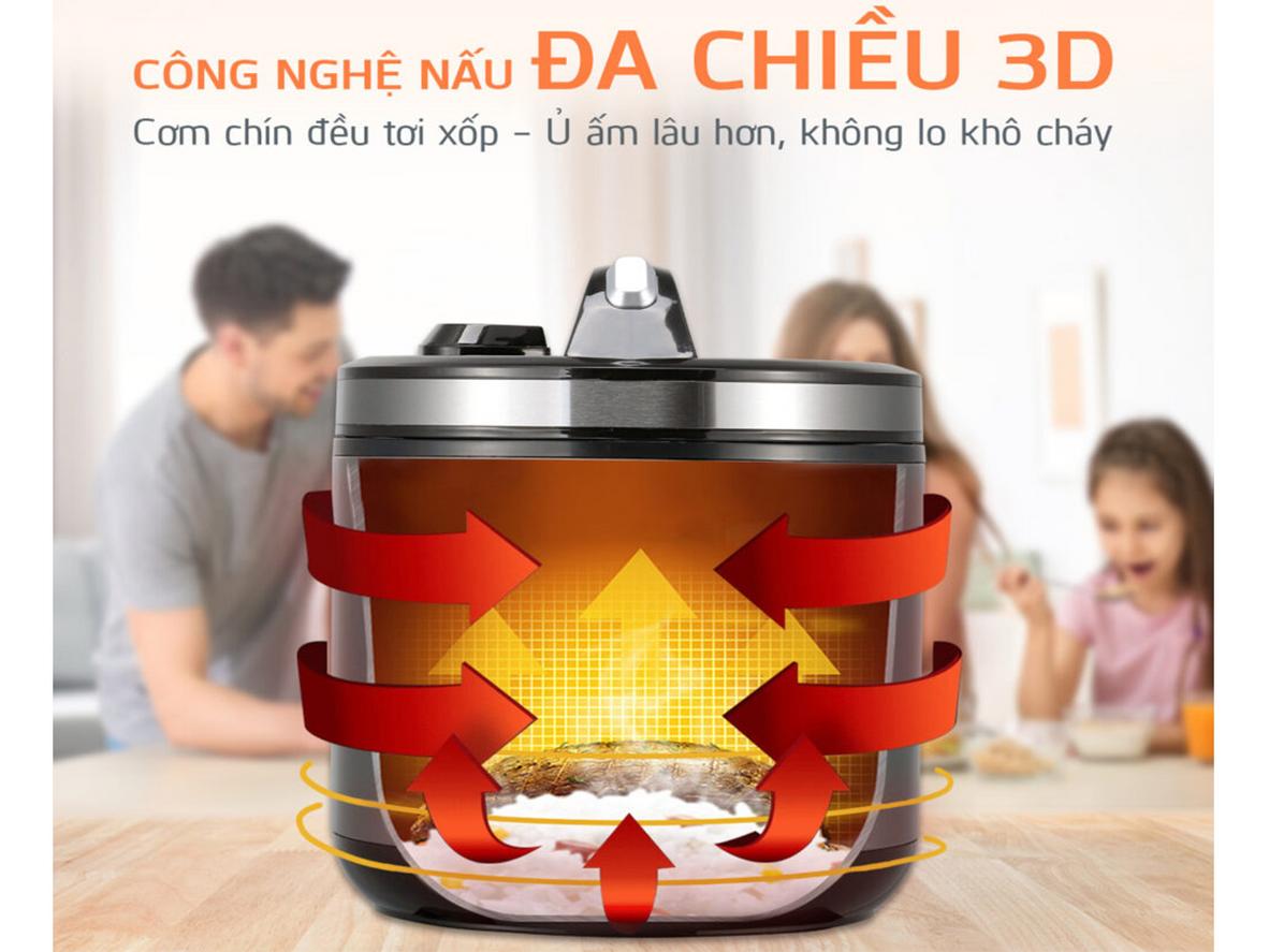 Lòng nồi chống dính đa lớp, dễ vệ sinh