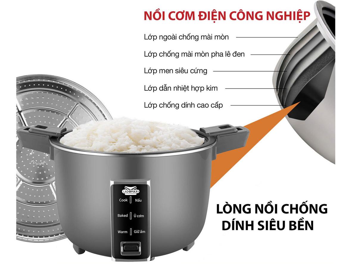 Lòng nồi hợp kim nhôm dày, nhiều lớp chống dính