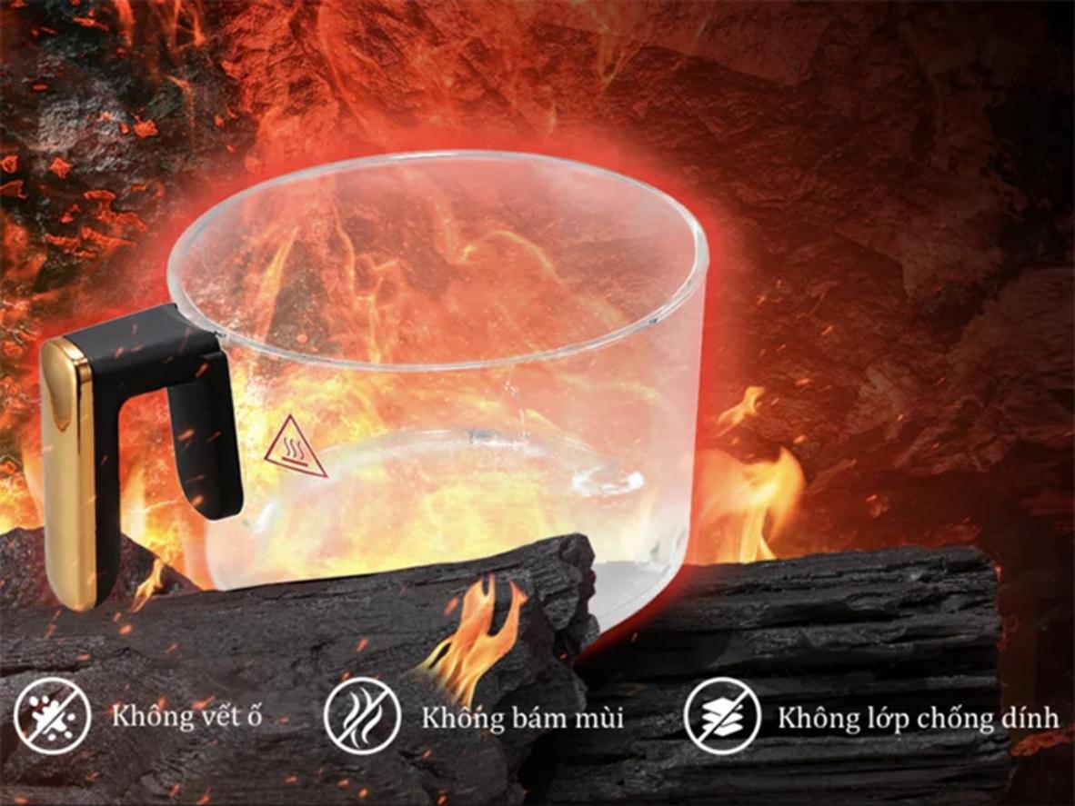 Lòng thủy tinh Borosilicate — sạch, không bám mùi