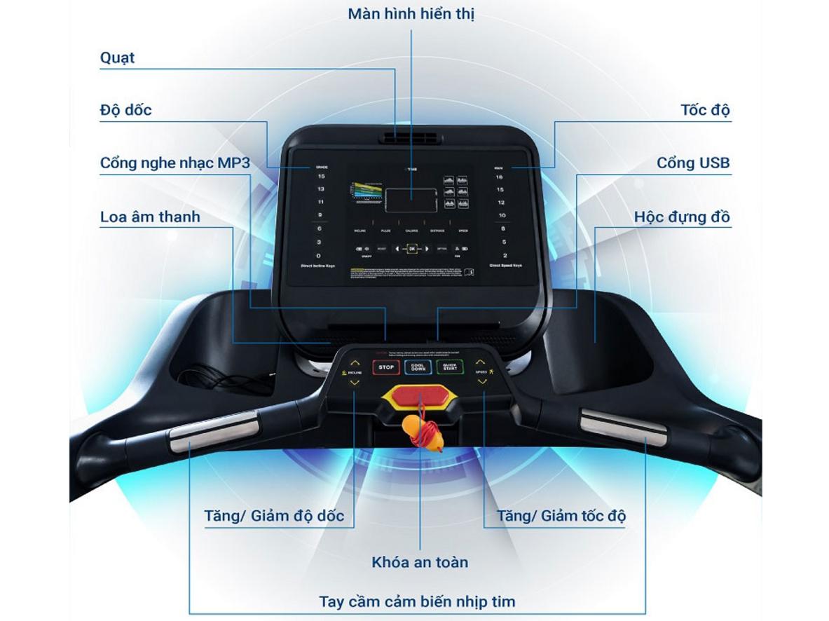Bàn chạy rộng và hệ giảm chấn bảo vệ khớp gối.