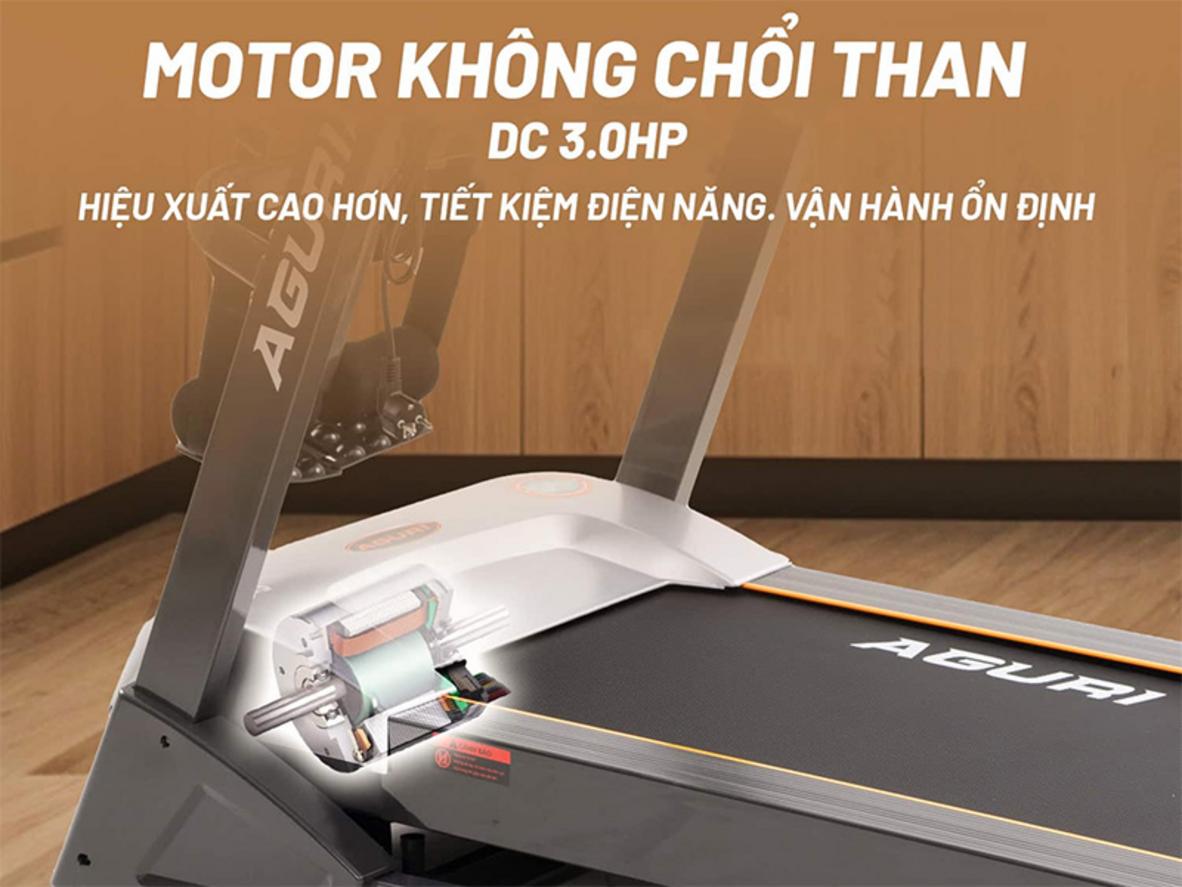 Động cơ DC 3.0HP của AGT-130LE giúp vận hành êm ái và bền bỉ khi chạy tốc độ cao hoặc liên tục trong thời gian dài, phù hợp phòng khách gia đình và căn hộ chung cư có yêu cầu giảm tiếng ồn.