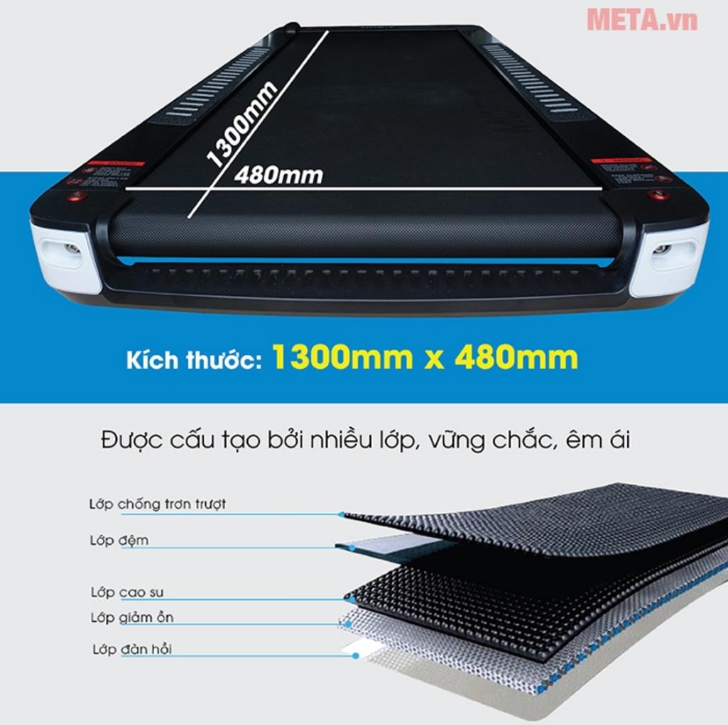 Motor DC 2.5HP của Mofit PRO900 — bền bỉ cho luyện tập hàng ngày; image: close-up of motor / power panel; imagePrompt: 'Close-up of treadmill motor and control panel, clean studio lighting'