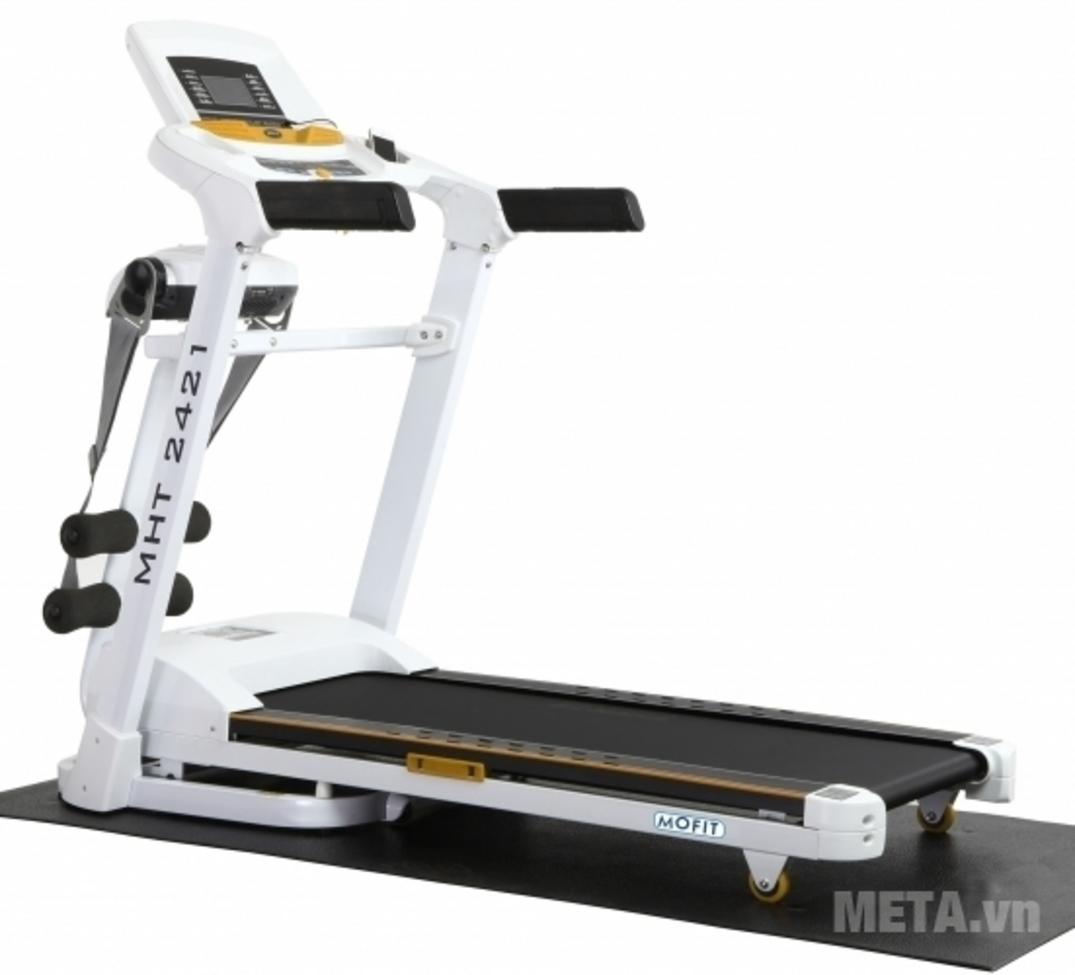 Tích hợp gập bụng và đầu massage hỗ trợ giảm mỡ vùng eo; màn hình LCD hiển thị đầy đủ thông số.