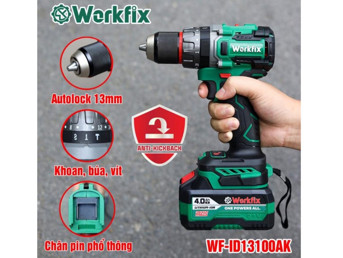 Tổng quan Máy khoan pin Workfix WF-ID13100AK