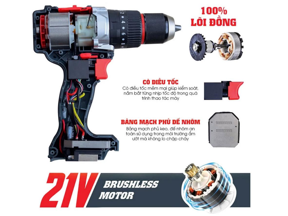 Tổng quan Máy khoan pin Workfix WF-ID1395BL 13mm