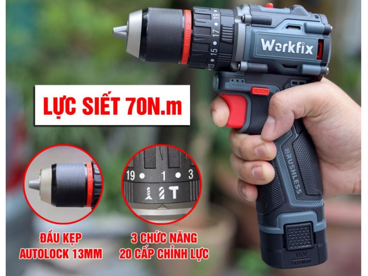 Tổng quan Máy khoan pin Workfix WF-ID1613BL (không chổi than)