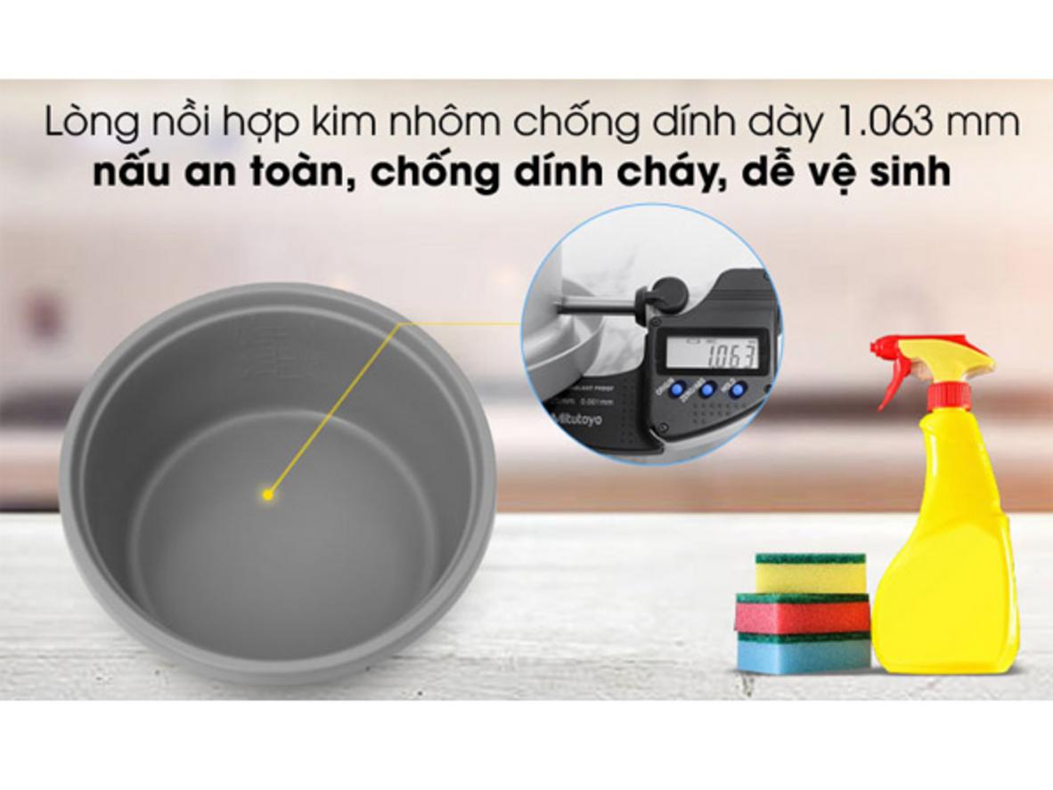 Công suất 700W + công nghệ 1D: nấu nhanh, cơm chín đều.