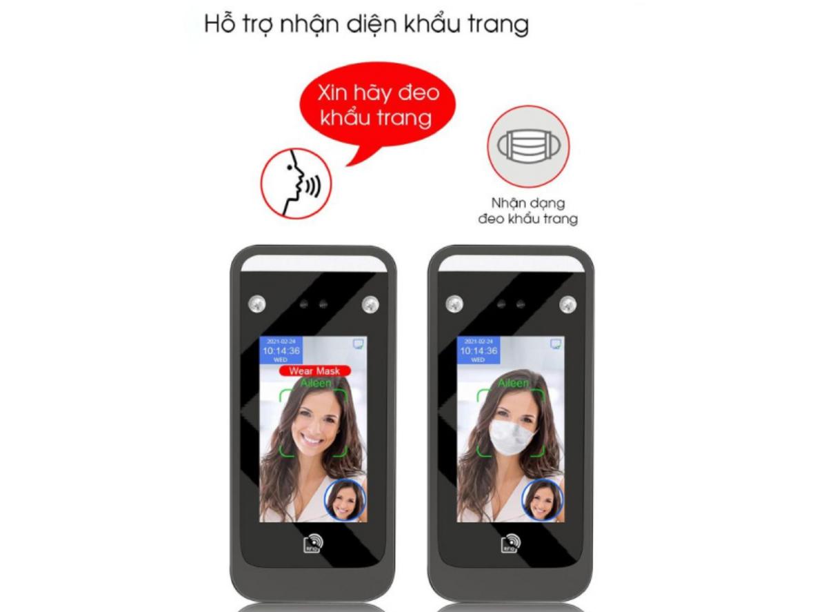 Nhận diện khuôn mặt tốc độ cao dưới 0,2 giây trong môi trường văn phòng hoặc có khẩu trang, ánh sáng yếu hoặc mạnh và tầm xa 0.5–3m từ máy vào khuôn mặt nhân viên (demo).