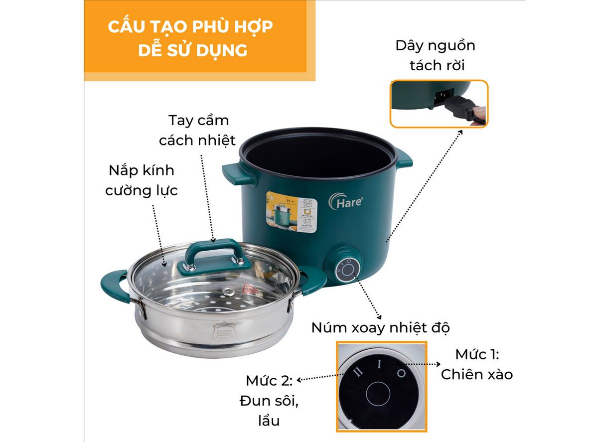 Công suất 600W — nóng nhanh, tiết kiệm điện.