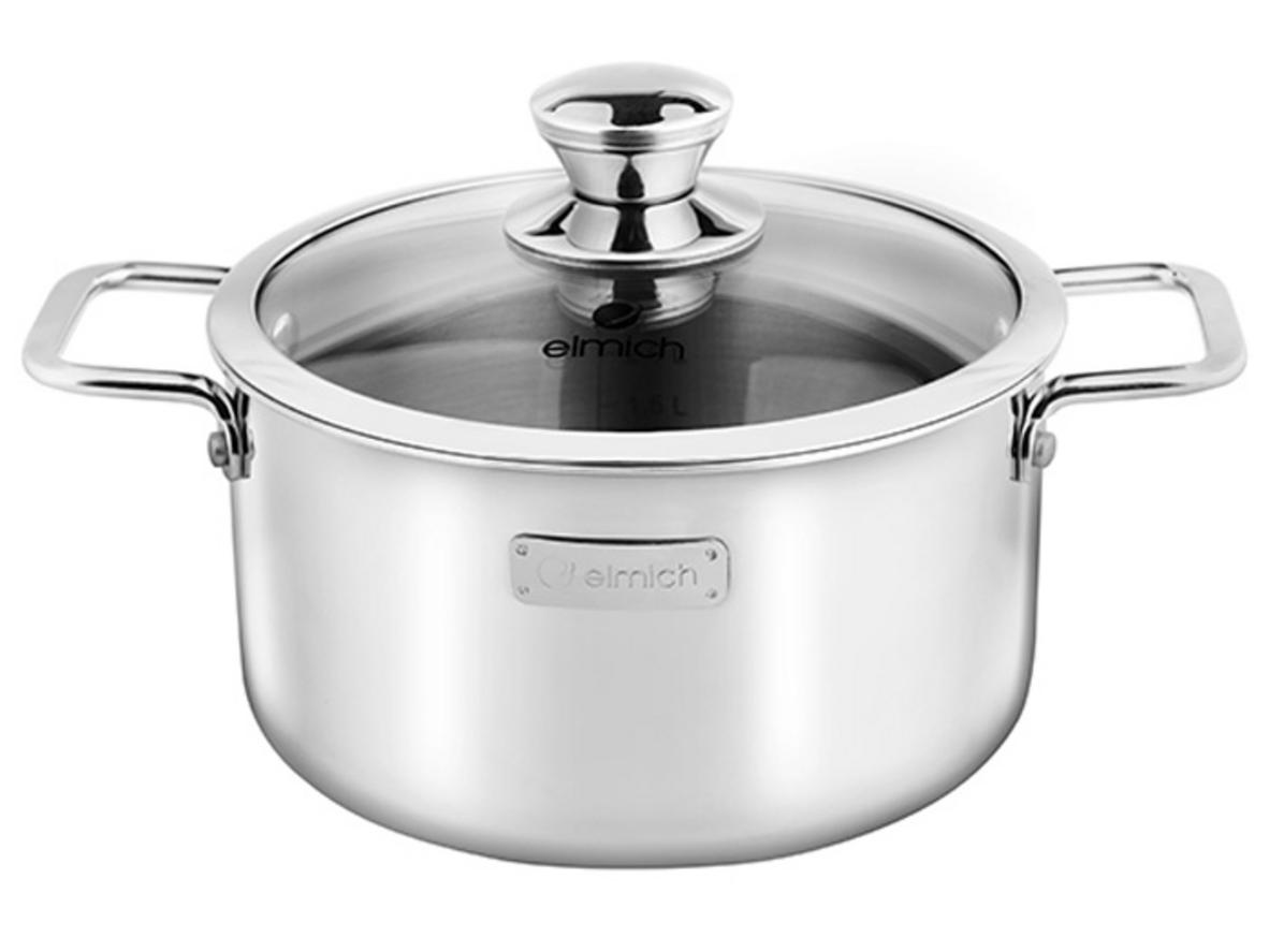 Tổng quan Nồi inox 3 lớp đáy liền Elmich Trimax Classic 2406OL size 18cm