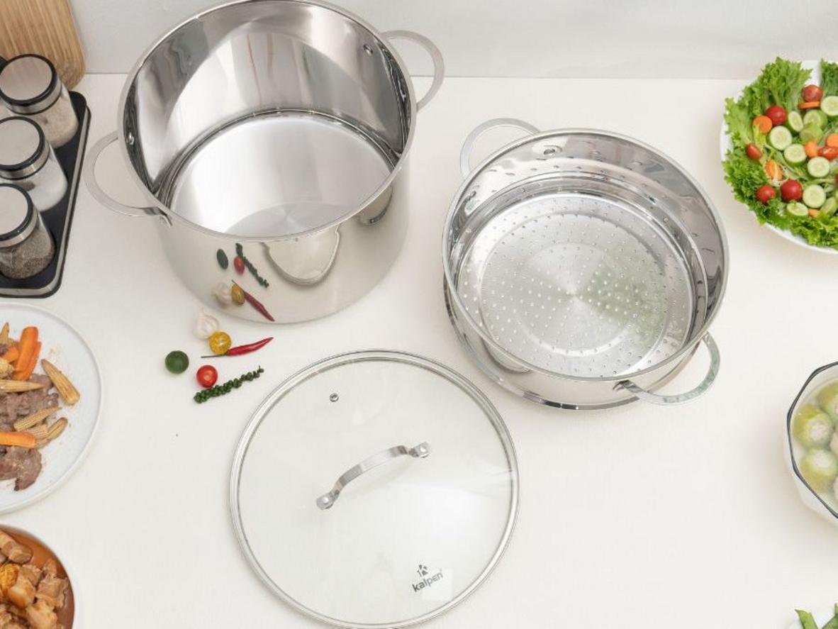 Tổng quan Nồi luộc gà Inox kèm xửng hấp Kalpen Lermat L30Pro