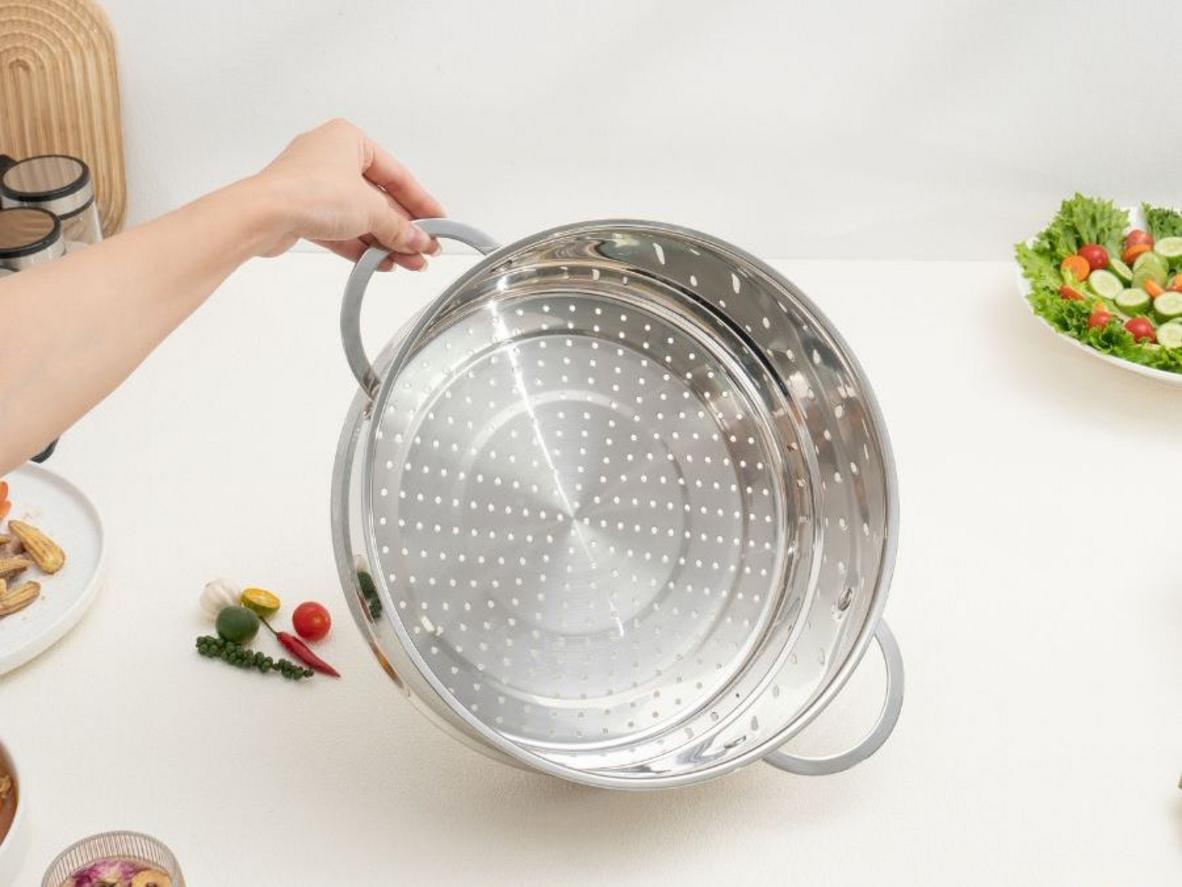 Tổng quan Nồi luộc gà Inox kèm xửng hấp Kalpen Lermat L30Pro