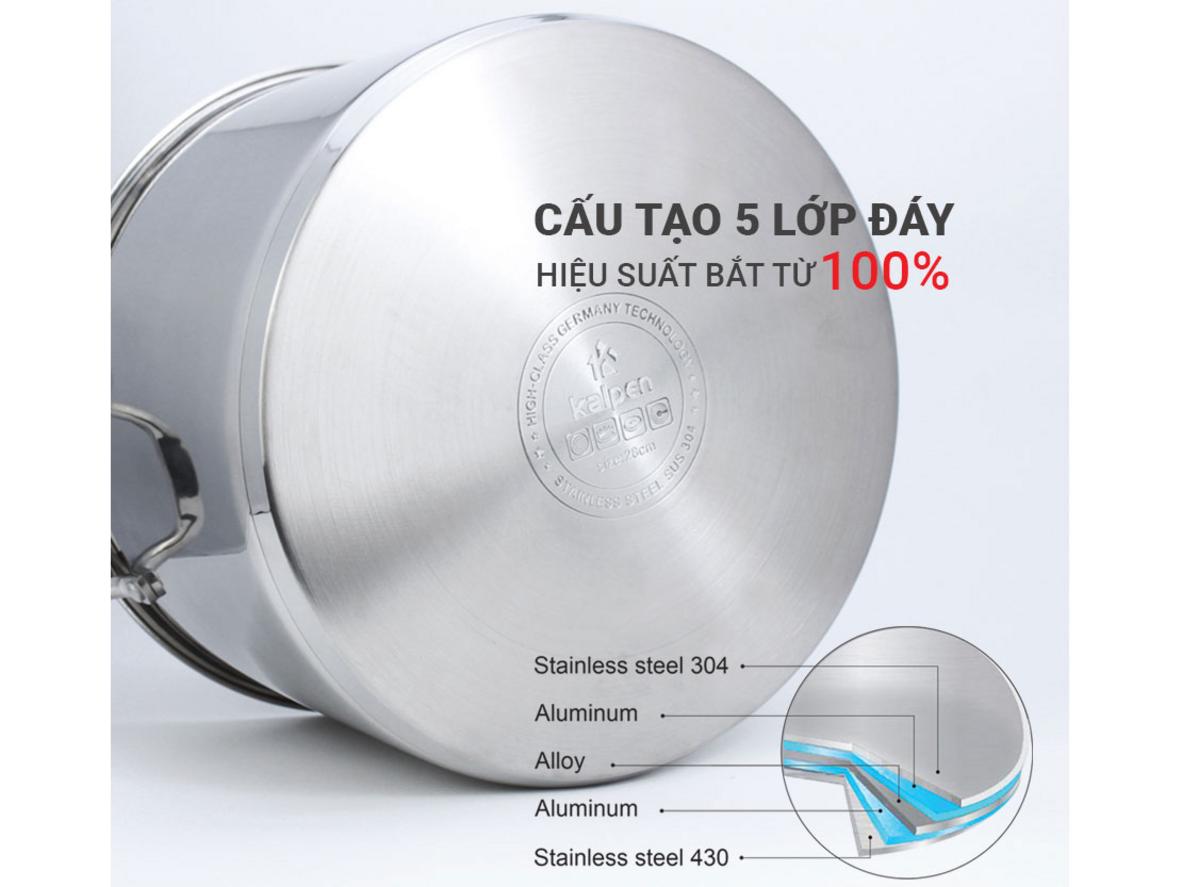Vung kính dày và dung tích 15.5L cho phép luộc gà nguyên con dễ dàng