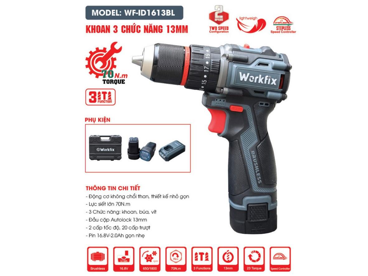 Pin 16.8V dung lượng cao, sạc nhanh.