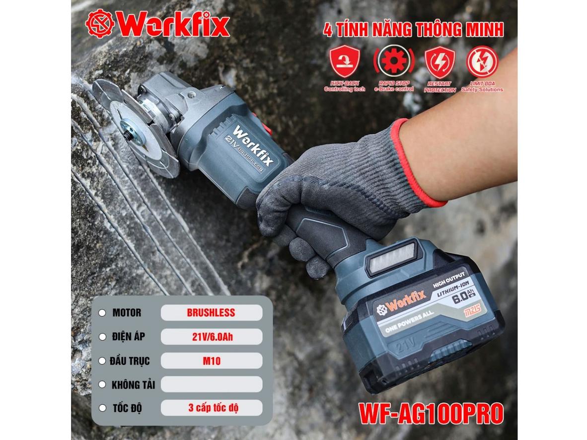 Pin 21V 15 cell ~6.0Ah gắn trên máy, thể hiện chân pin M2 và thông số Ah.