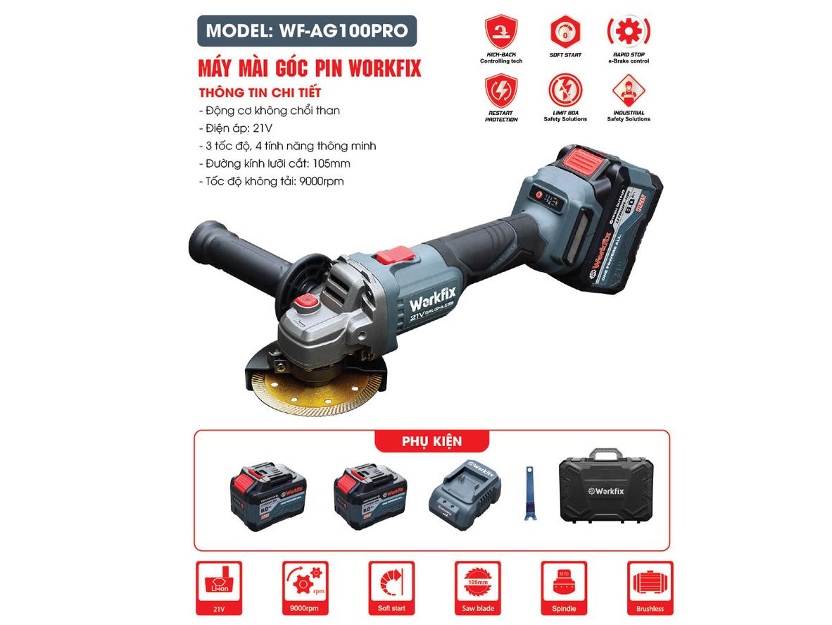 Pin 21V 15 cell ~6.0Ah gắn trên máy, thể hiện chân pin M2 và thông số Ah.