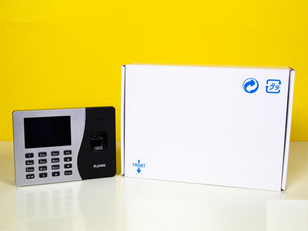 Nhận dạng vân tay nhanh trên RJ2400 (minh họa) - tiết kiệm thời gian chấm công hàng ngày, image shows finger on sensor with green confirmation light, high-resolution image for web use, product in office environment, close-up of sensor, clean background, natural lighting, 4:3 ratio, realistic style, no text overlay, high contrast, Nikon-style depth of field, studio grade lighting, 1200x800px, PNG, --v 5.2, --ar 3:2, --q 2.0, --stylize 1000, --no watermark, --no people faces other than finger, --color-corrected, --sharp-focus, --high-detail, --iso-200, --exposure-0.2, --contrast-1.1, --saturation-1.05, --hdr true, --color-space srgb, --file-format png, --license commercial-use (useful for image generation workflows) --camera nikon d850, --lens 85mm f1.8 --f-stop 2.0 --shutter 1/125s --lighting softbox