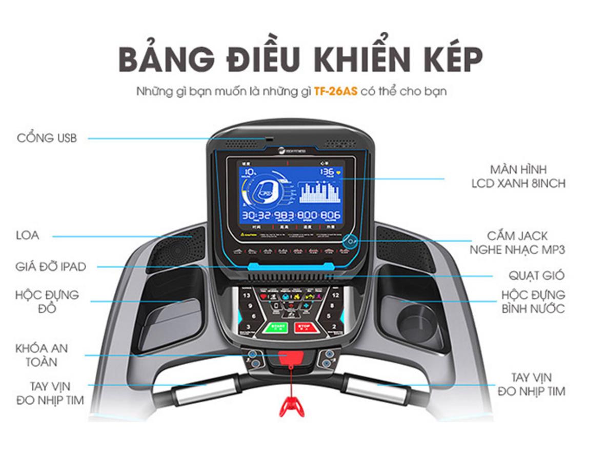 Bàn chạy rộng 1.480 x 500 mm, phù hợp cho cả đi bộ và chạy nhanh.