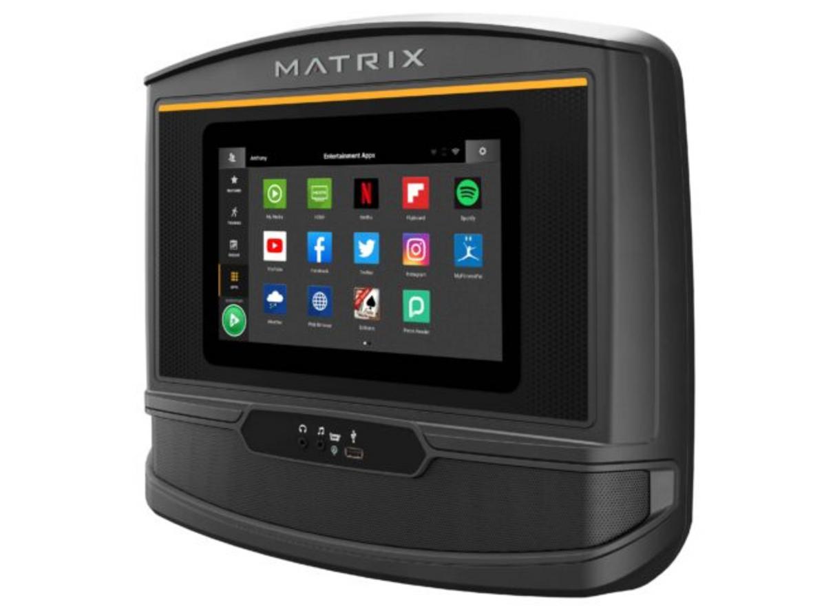 Màn hình XER HD 10" — giải trí và huấn luyện tích hợp ,imagePrompt: "Console close-up showing the 10-inch touchscreen with a Netflix-like app open"