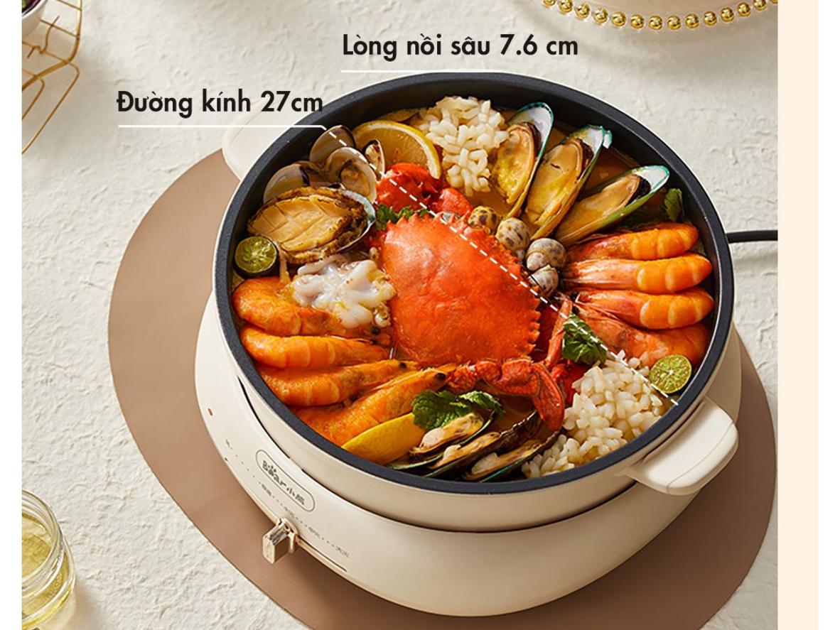 Bộ 3 khay tách rời: lẩu 4L, khay nướng, xửng hấp inox 3.5L