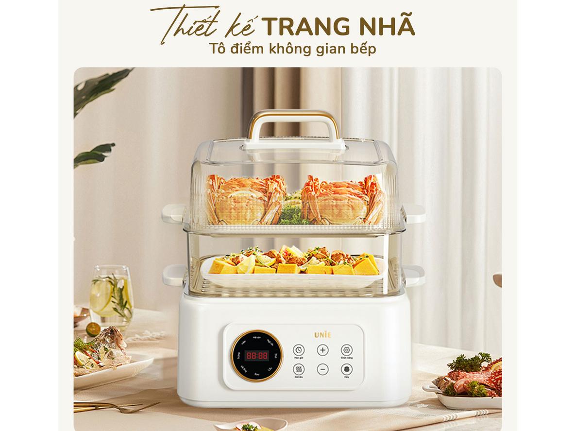 2 tầng hấp cho phép nấu đồng thời nhiều món.