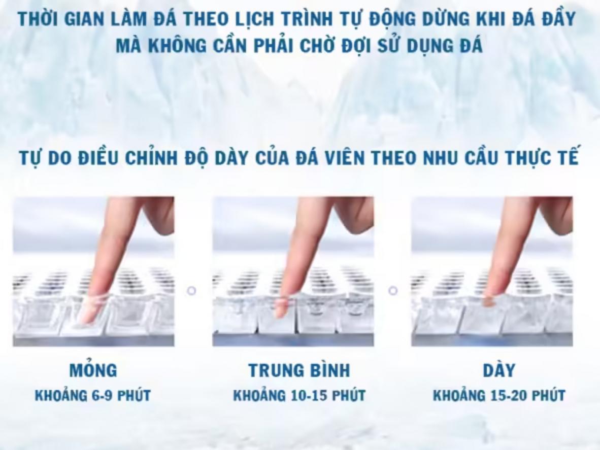 Viên đá vuông 22mm — trong, tan chậm.