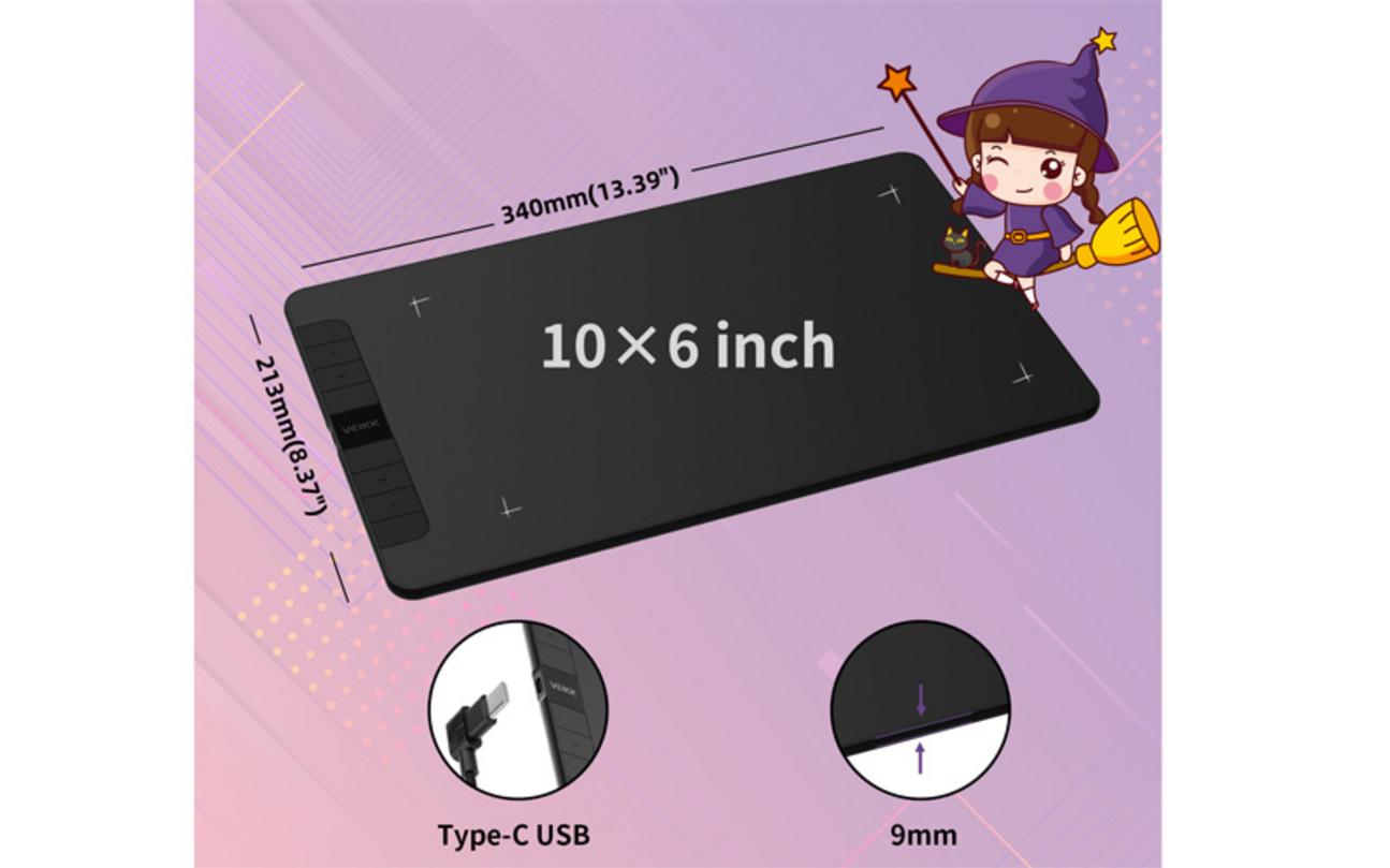 Vùng vẽ 10x6 inch và bề mặt mô phỏng giấy