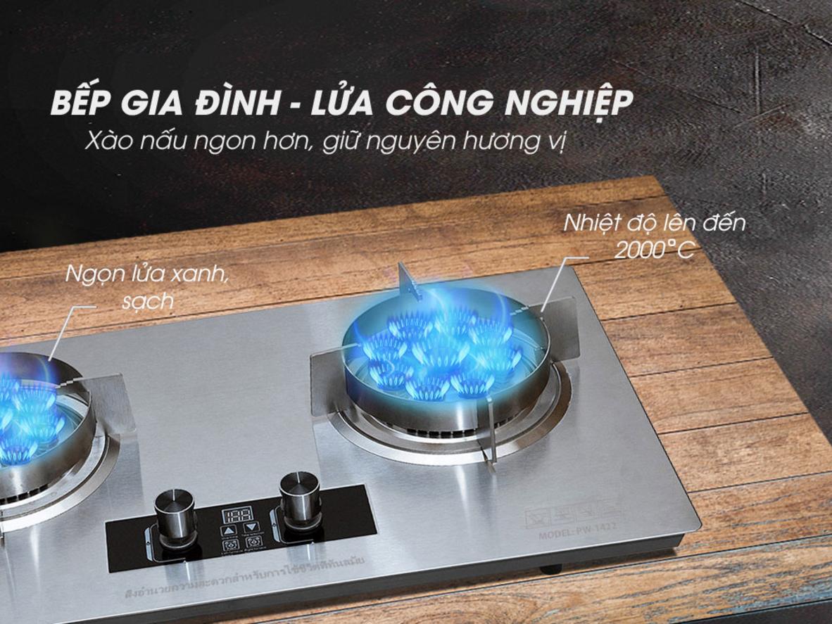 18 đầu đốt đồng nguyên chất giúp nấu nhanh và bền bỉ.
