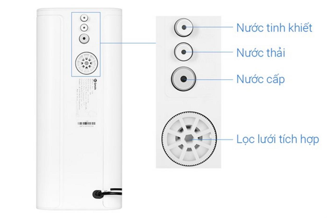 3 lõi lọc tích hợp 5 cấp lọc giúp máy gọn và dễ bảo trì.