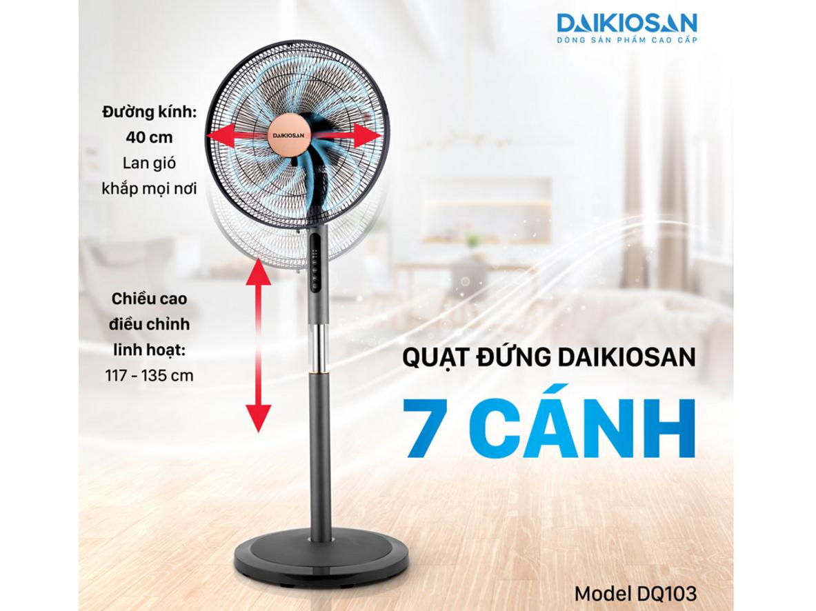 3 mức gió, hẹn giờ 8 tiếng và điều chỉnh chiều cao linh hoạt.