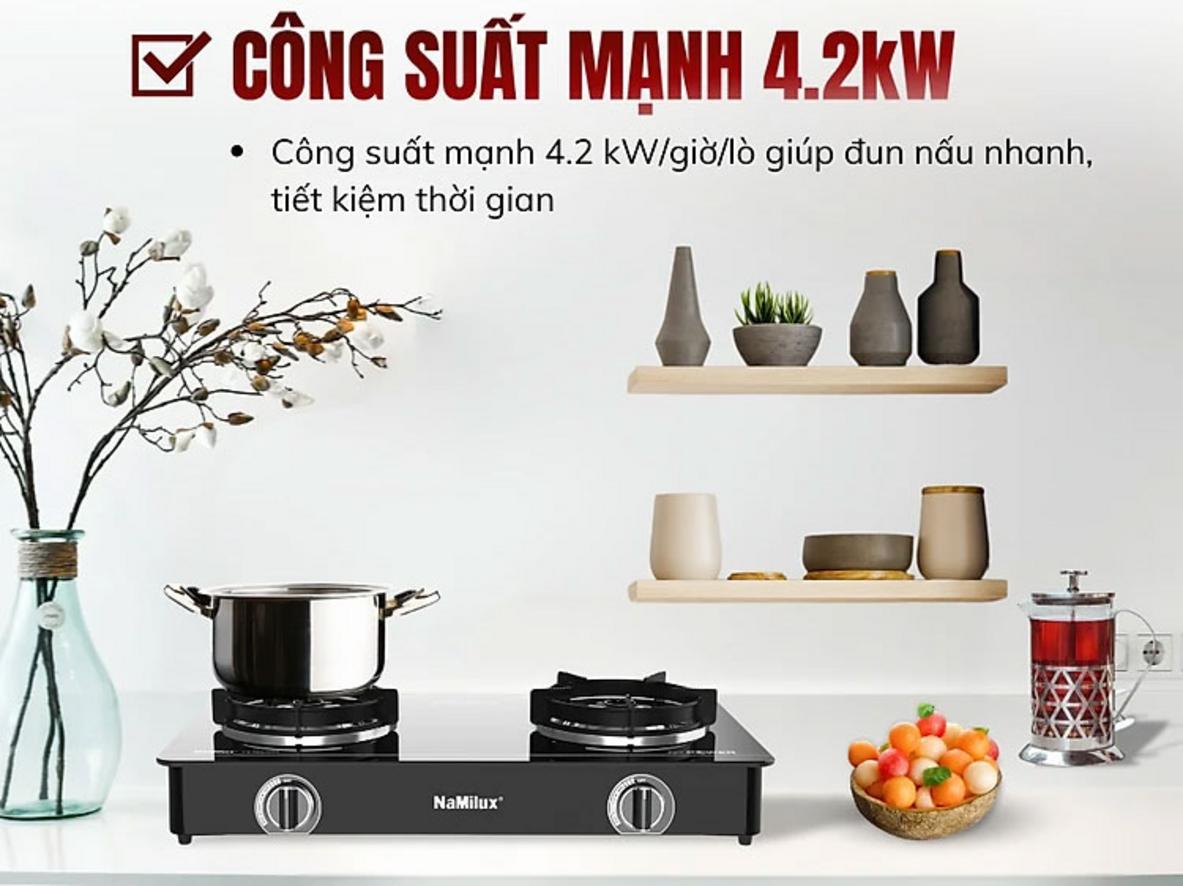 Tổng quan Bếp gas đôi kính cường lực công suất cao NaMilux DL2463PG