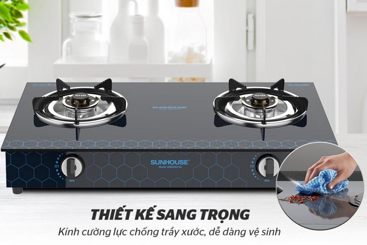 Tổng quan Bếp gas dương kính Sunhouse SHB3065-SG