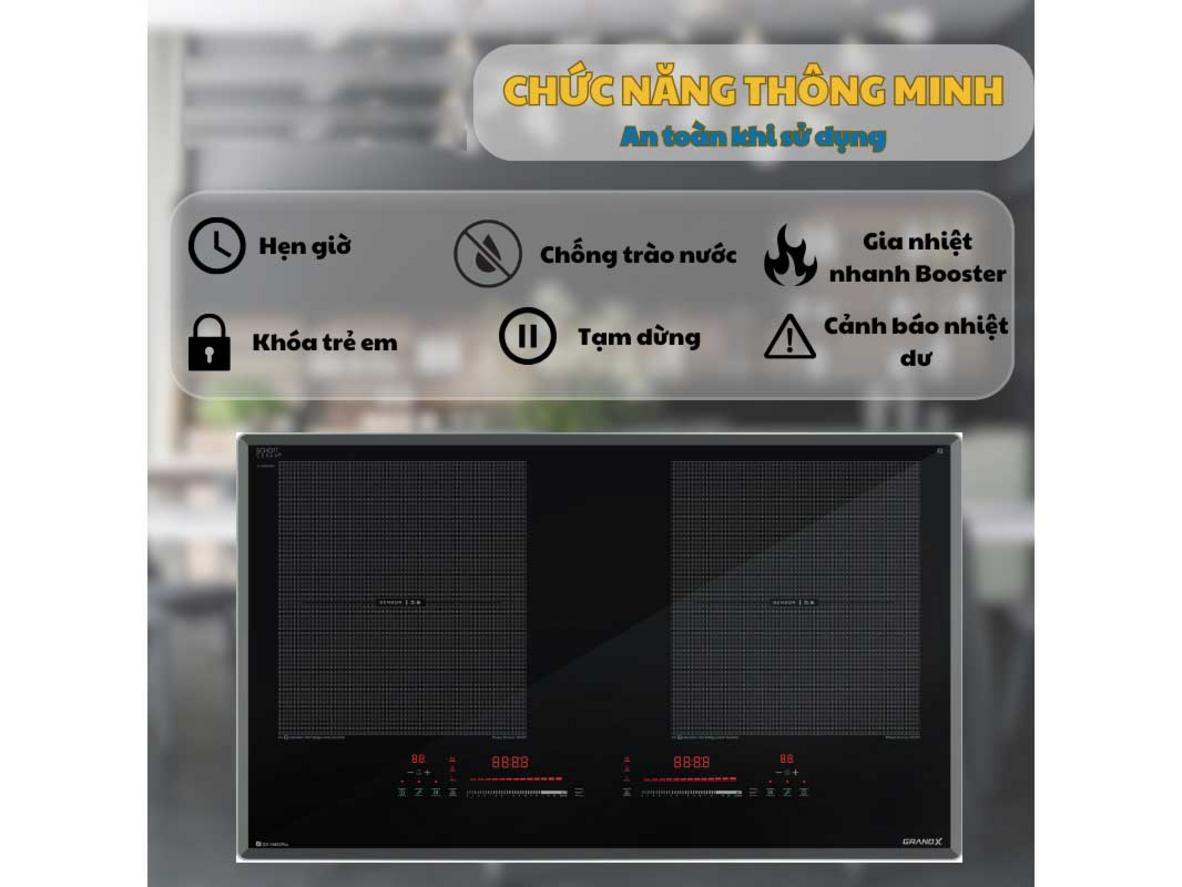 2 vùng nấu mạnh mẽ với Booster 3.000W