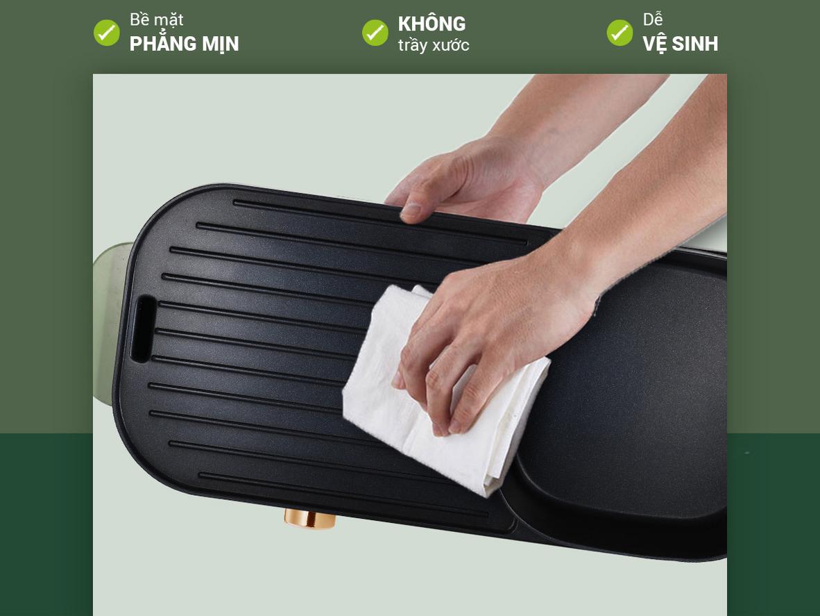 Bề mặt chống dính đa lớp, dễ vệ sinh sau khi dùng