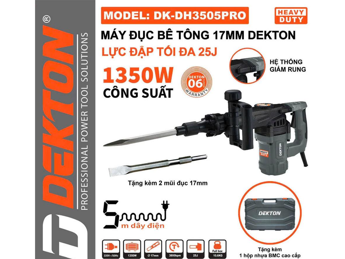 Công suất 1.350W cho lực đục mạnh và ổn định.